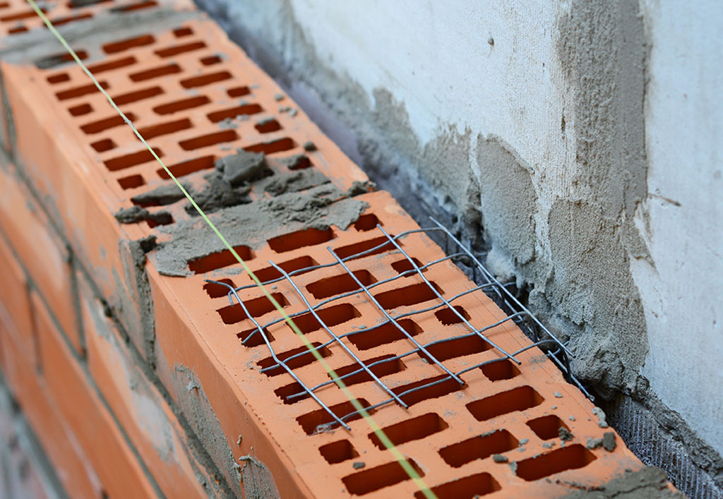 Closeup of Corrugated Masonry Wall Ties