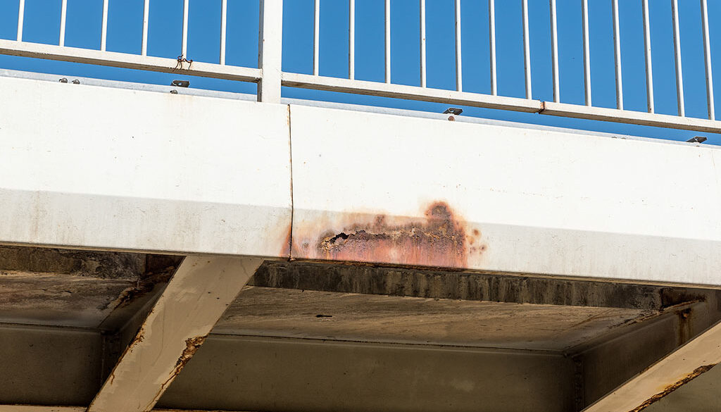 Closeup Of The Bottom Of A Steel Bridge With Rust And Corrosion Visible Repair Or Replace Galvanized Steel